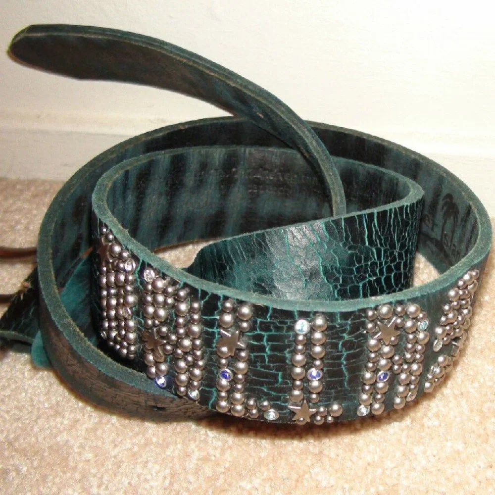Rare Leather Island by Bill Lavin Studded Embellished Dallas Belt